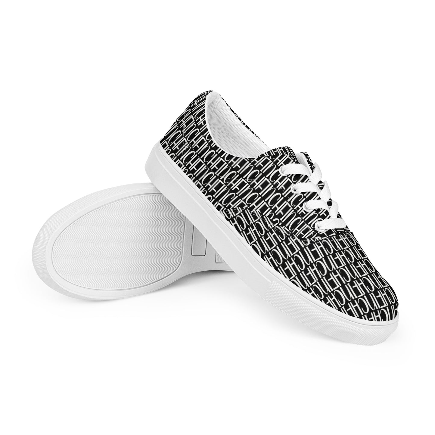 LG blk Women’s lace-up canvas shoes